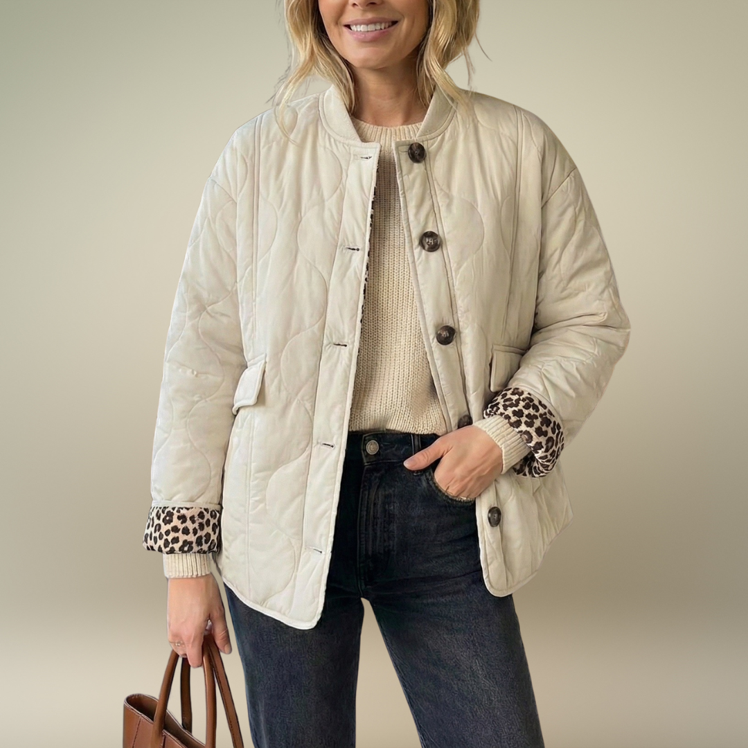 Brigitte Bordeaux | Veste matelassée chaude avec détail léopard