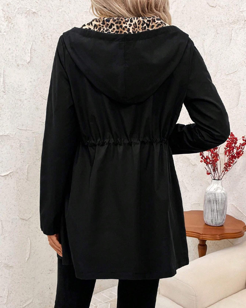 Clara | Veste réversible à capuche doublé léopard