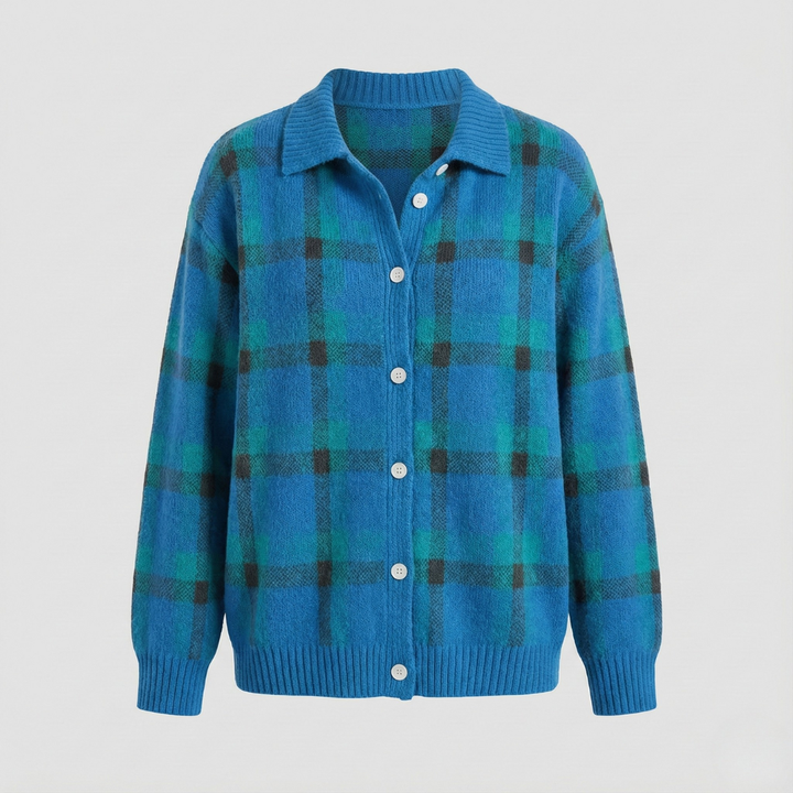 Anna | Cardigan en Tricot Doux à Carreaux