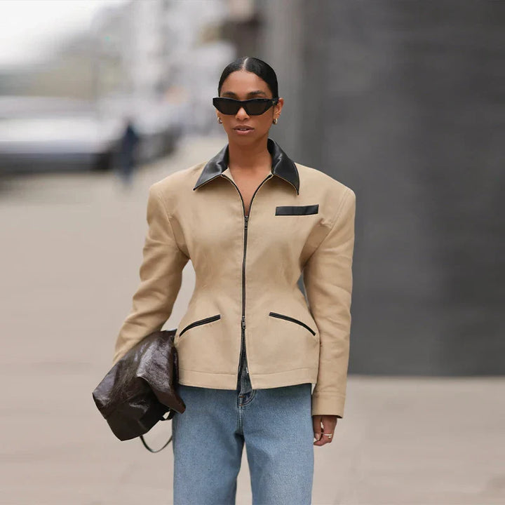 Brigitte Bordeaux | LeatherJacket Casual High Street Style