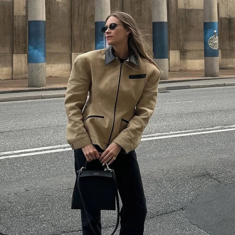 Brigitte Bordeaux | LeatherJacket Casual High Street Style