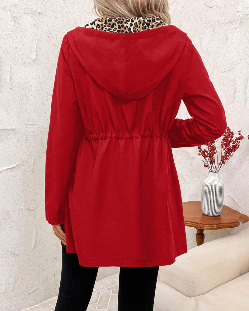 Clara | Veste réversible à capuche doublé léopard