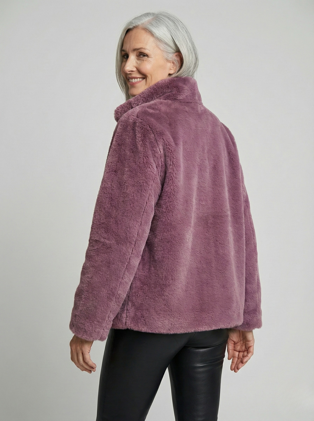 Soline™  | Veste Cocon en Fausse Fourrure - Col Montant Zippé