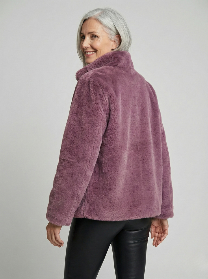 Soline™  | Veste Cocon en Fausse Fourrure - Col Montant Zippé