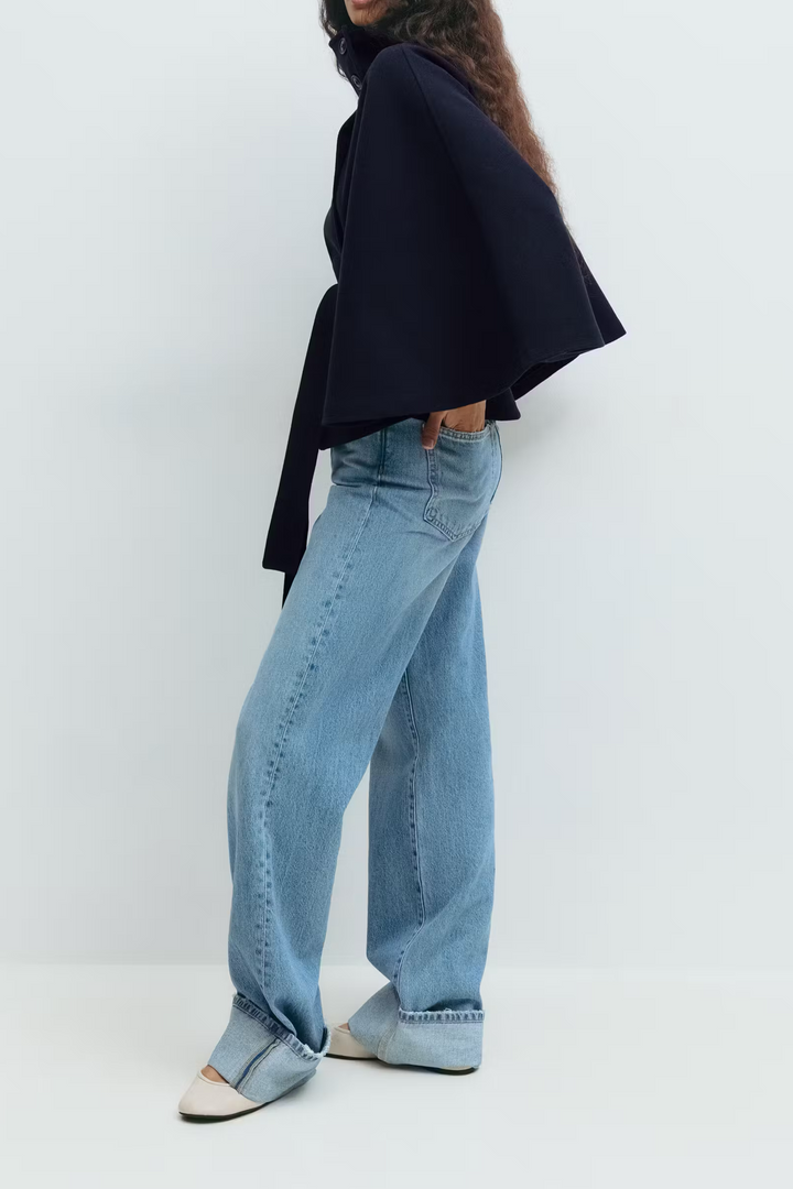 Ivanna Manteau Laine Femme | Col Haut Élégant avec Ceinture Amovible & Coupe Décontractée