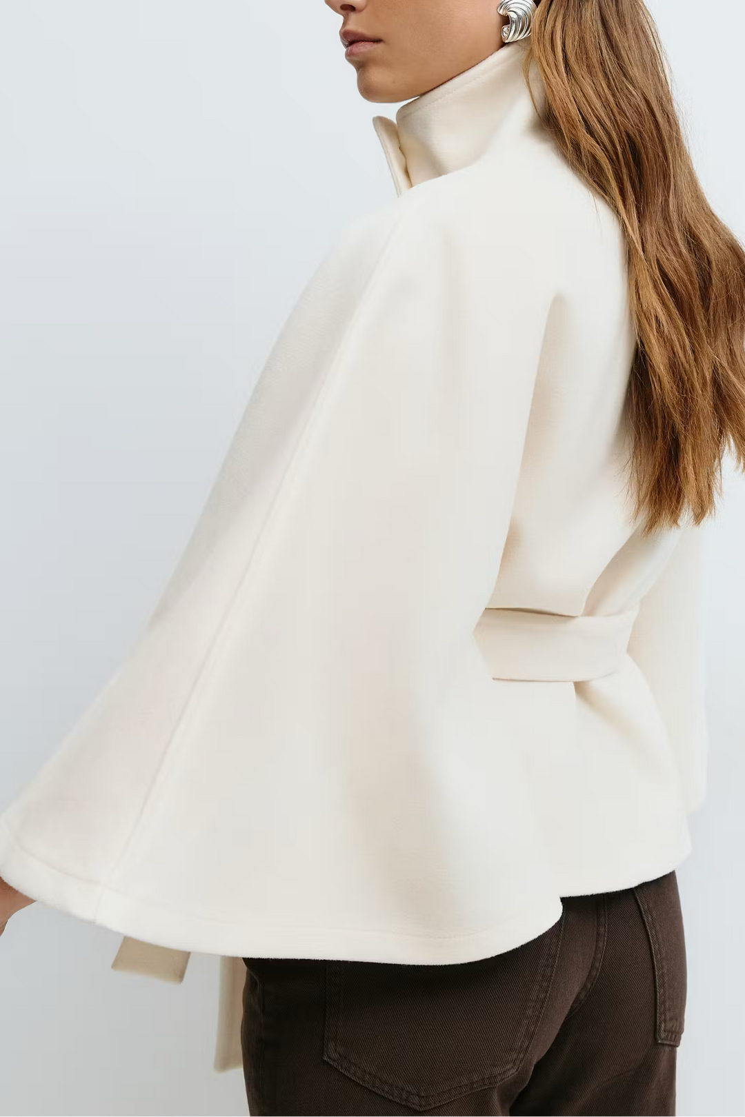 Ivanna Manteau Laine Femme | Col Haut Élégant avec Ceinture Amovible & Coupe Décontractée