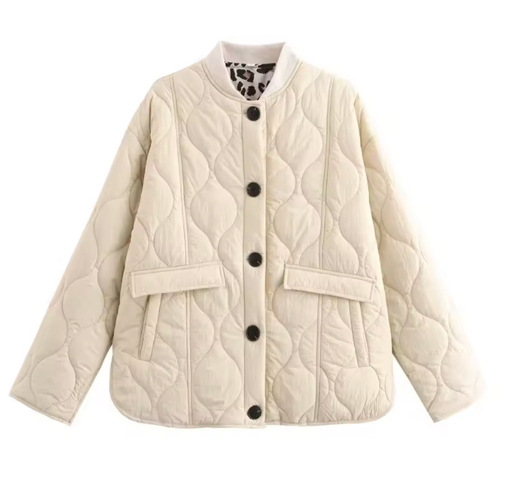 Brigitte Bordeaux | Veste matelassée chaude avec détail léopard